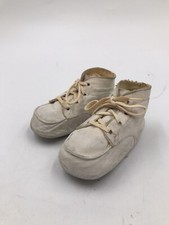 Vintage White Leather Lace Up Antique Baby Shoes E