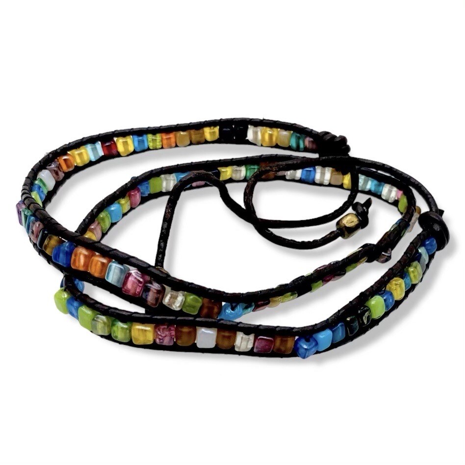 Wrap Bracelet Java Beaded Recycled Sea Glass Bead… - image 4