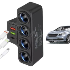4 Way Car Cigarette Lighter Adapter QC3.0 Quick Charger Socket Splitter Outlet