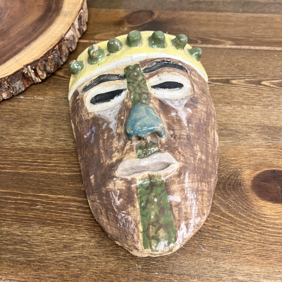 Handmade Studio Pottery Mask Ugly Face Wall Art - Image 2 of 4