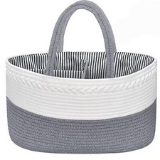 XLARGE DIAPER CADDY ORGANIZER COTTON ROPE NURSERY BABY BASKET CHANGING TABLE ORG