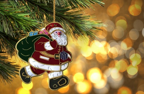 Handmade evil scary nightmare Krampus Santa christmas tree decoration gold edge - Picture 6 of 8
