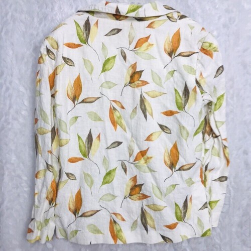 Coldwater Creek Button Up Shirt or Light Jacket Medium M Petite Leaf Design - Picture 3 of 4