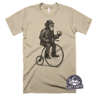 Monkey on a Bike T-Shirt Funny Chimpanzee Shirt Bike Lover Gift Vintage Animal