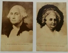 George Martha Washington Stuart Portrait Postcard Set of 2 Divided Back Vintage