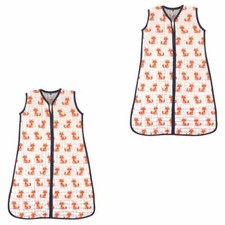 Hudson Baby Safe Sleep Wearable Muslin Sleeping Bag 2-Pack, Foxes