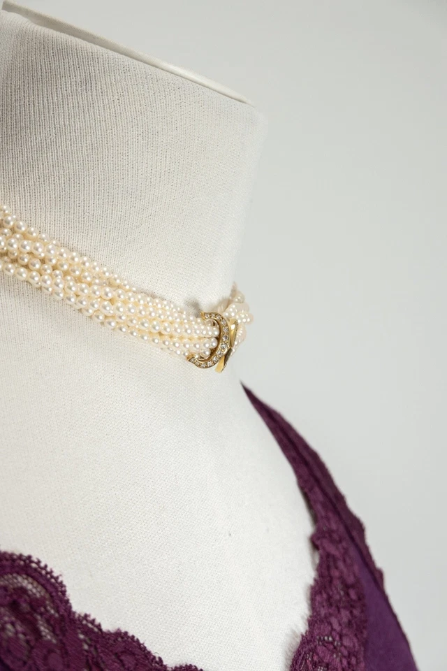 Collar Cartier Vintage Oro Amarillo 18K Diamante Multi Hilo Perla (20557-NXEHH) Foto 3 de 4