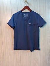 Figs Technical Collection Women's size Small Blue V Neck Scrub Top Short Sleeve