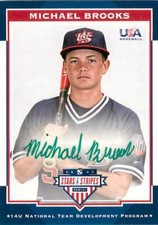 MICHAEL BROOKS 2017 Panini Stars & Stripes GREEN INK RC AUTO 4/5 #30