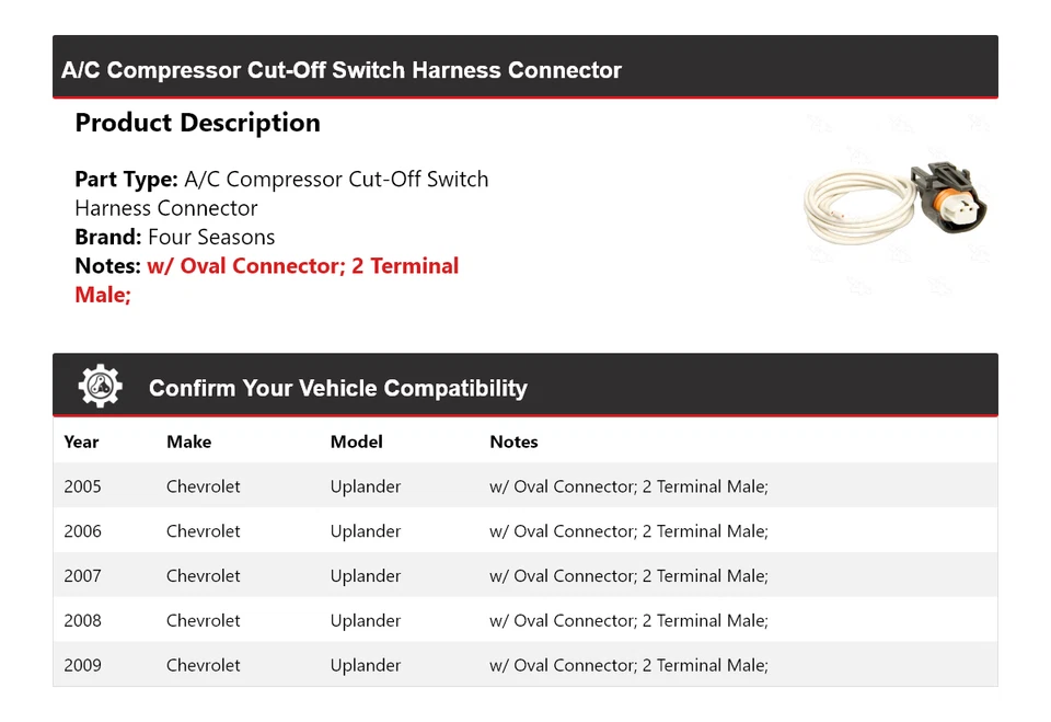 Conector de arnés para Chevrolet Uplander 2005-09 4 estaciones 2006 2007 2008 Foto 2 de 4