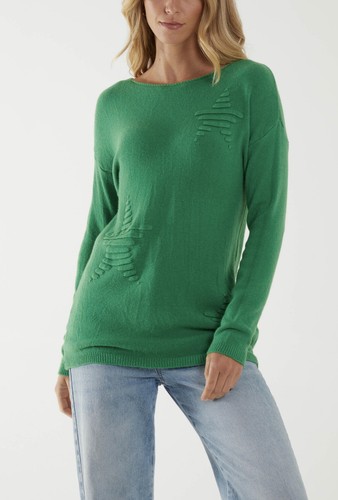 New Ladies Italian MULTI RIBBED STAR JUMPER Top Super Soft Knit Winter Jumper - Picture 17 of 30