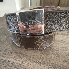 Louis Vuitton Monogram Belt Silver Buckle Size 32/80 Vintage Authentic RARE