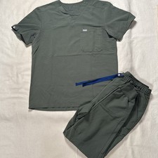 FIGS Tansen Pants Two Pocket Top Shirt Mens M Olive 2 Piece Technical Collection