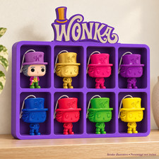 Espositore Wonka 8 posti per mini figure - Display viola stampa 3D