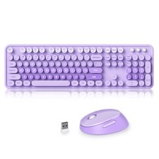 Purple Keyboard and Mouse, Cute Wireless Keyboard and Mouse Combo, Full Size ...