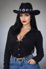 Women Concho Cowboy Hat Western Product - Black