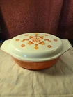 Vintage Pyrex Friendship 2.5 Qt Oval Casserole Dish w/ Lid Orange Red