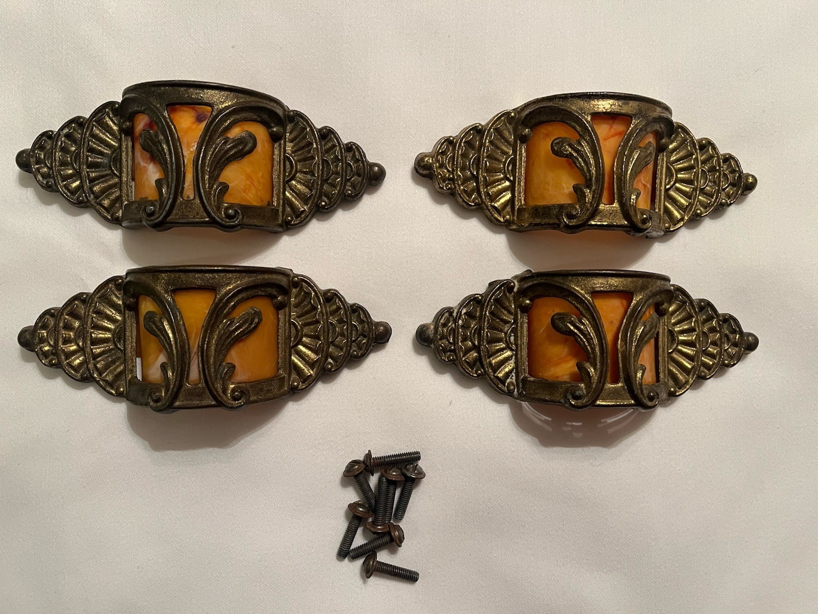 Waterfall Dresser Pulls - 1920’s Or 1930’s - Celluloid or Bakelite & Metal