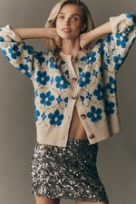 Anthropologie - Maeve Graphic Intarsia Cardigan Sweater - On Sale