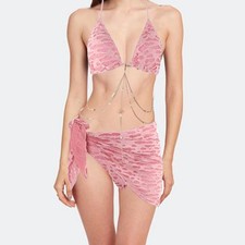 Womens Bikini Set mit Kette mit Wrap Deckung Stylish String Badeanzug Badeanzug