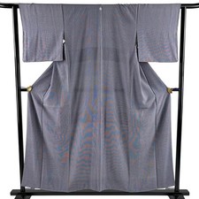 JAPANESE KIMONO EDO KOMON GRAYISH BLUE 156cm 5 ft 1 in PURE SILK FF14395