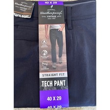 NWT Weatherproof Vintage Mens Straight Fit Tech Pant Water Resistant Black 40x29