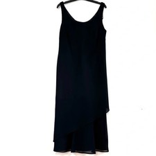 Vintage USA 90s Y2K Jessica Simpson Black Sleeveless Layered Ruffle Hem Dress