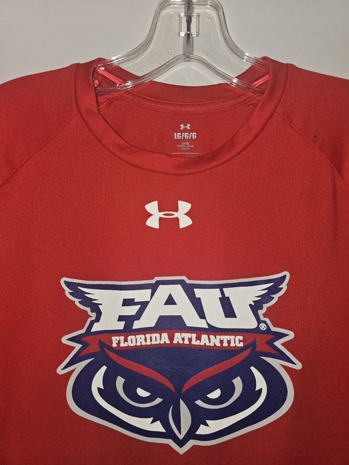 Under Armour Florida Atlantic University Large Mens Red Graphic Logo Tshirt NCAA