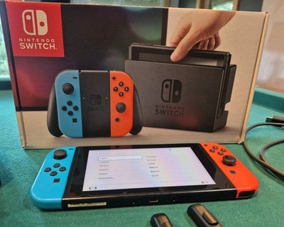 Nintendo Switch Red Blue Joy-Con Dock 128GB SD Card READ