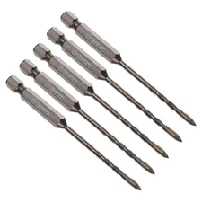5pcs Titanium Masonry Drill Bit 3mm Cross Drill Bits Tip 89mm Yellow