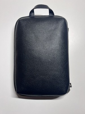 Business Leather Factory Genuine Leather Gadget Pouch Black Tech Organizer Japan