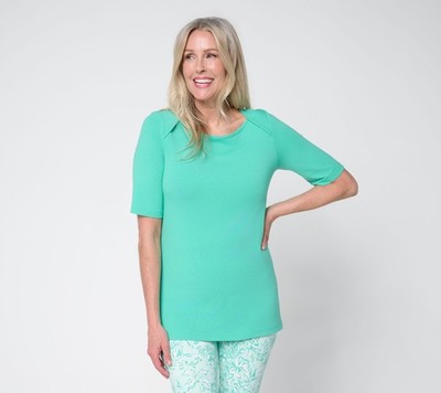 Belle by Kim Gravel Primabelle Knit Elbow Sleeve Top Florida Keys XS New