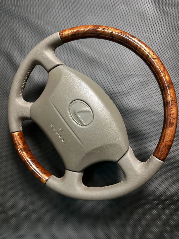 Volante LEXUS LX470 98-2002 madera grano cuero cosido OEM Foto 4 de 4