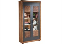 Vitrine Groß Modern Vitrinenschrank Schwarz Holz Massiv Schrank Sheesham 103X201