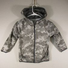Xersion Boys Full Zip Fleece Hoodie Camouflage Print Pockets Size XS Gray
