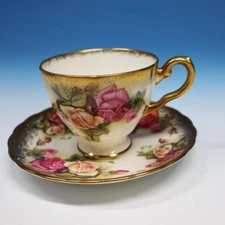 Royal Chelsea Fine Bone China - Golden Rose - Cup and Saucer - Smooth Edge