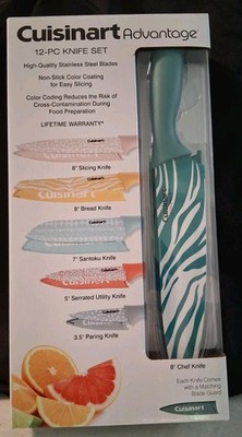 Cuisinart Animal Print Advantage knife set 12 piece cutlery new stainless steel