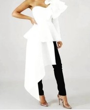 Women s Top Small White One Shoulder Long Sleeve