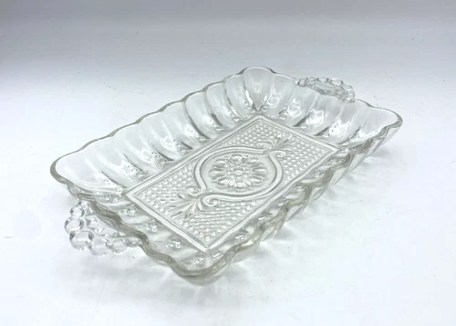 Vintage 1956 Anchor Hocking Glass Relish Cranberry Sauce Serving Dish 8”
