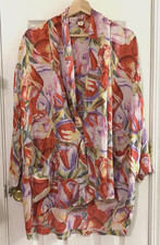 Victoria's Secret Gold Label Vintage Floral Tie Robe 100 Silk Women's FLAW