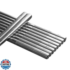 IQCWOOD Metal Chopsticks, Chopsticks Reusable Dishwasher Safe, 5 Pairs Classi