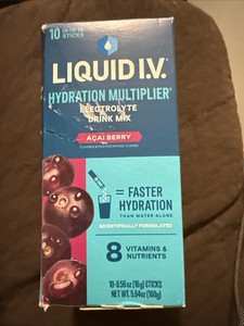 10 Liquid I.V. Hydration Multiplier Electrolyte Drink Mix Açaí Berry