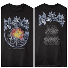 Def Leppard Mens T-Shirt SUMMER STADIUM USA WORLD TOUR Official F B Black Cotton