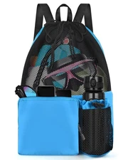 Swim Bag Beach Backpack with Wet Pocket Mesh Drawstring Bags for Swimming Gym