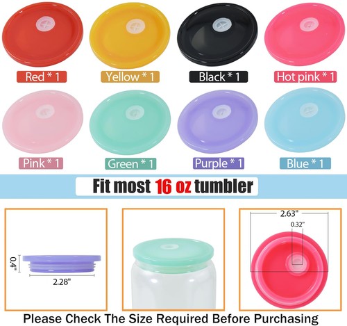 8 Pcs Acrylic Lids for 16 oz Glass Cups Plastic Tumbler Replacement Lids Spil... - Picture 2 of 8