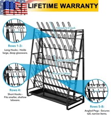 Lab Drying Rack Draining Rack for Glassware and Bottles Clean Dry Black Steel US