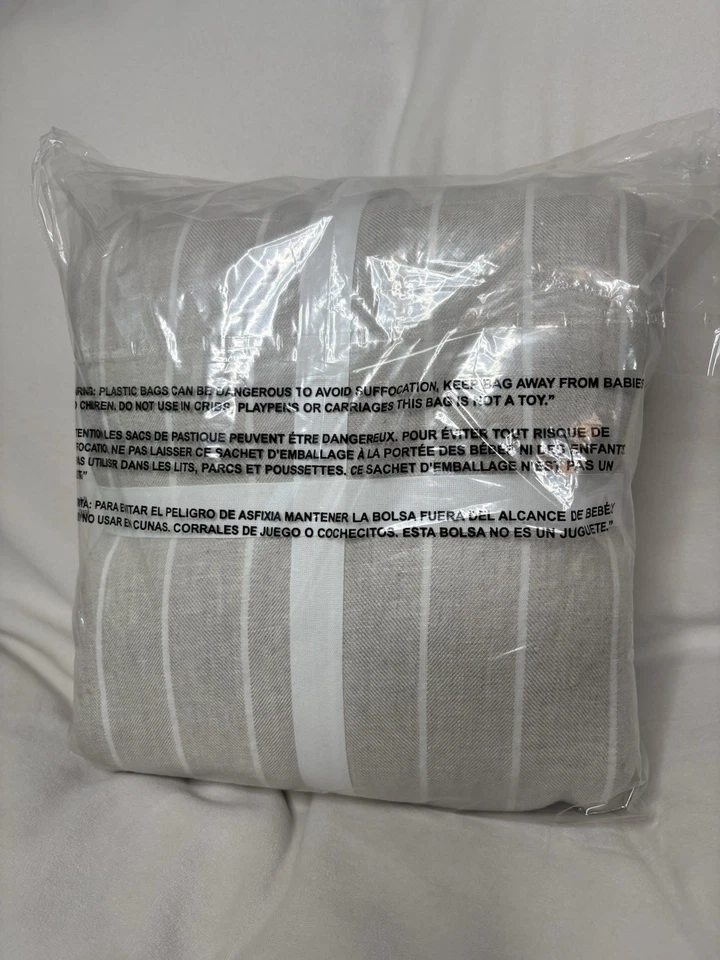 Funda nórdica a rayas de lino belga de granero de cerámica - King/Cal King - lino/tostado Foto 4 de 4