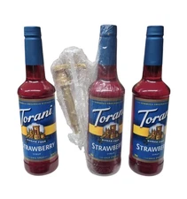 3X Big Size 25.4 oz Each Torani Sugar Free Syrup Strawberry Mixer NEW Free Ship