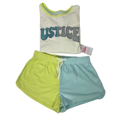 NWT JUSTICE Girl’s 2-Pc Pajamas Sz XL (16/18) Multi Colors Soft Fleece Long - Picture 1 of 14