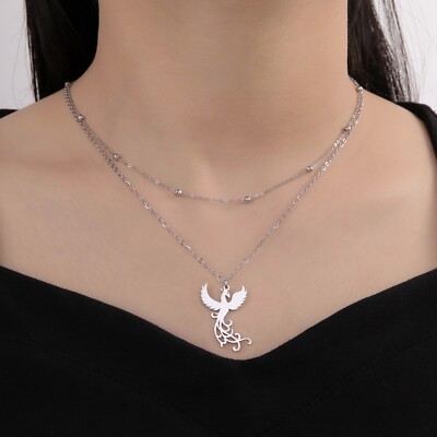 Phoenix Wings Stainless Steel Double Layer Chain Bead Chain Snake Chain Jewelry